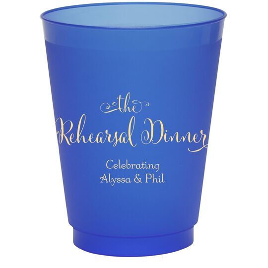 Curly Script Rehearsal Dinner Colored Shatterproof Cups