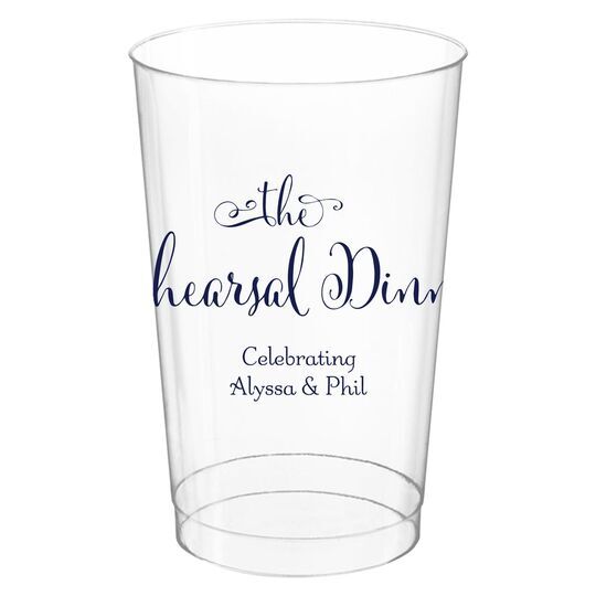 Curly Script Rehearsal Dinner Clear Plastic Cups