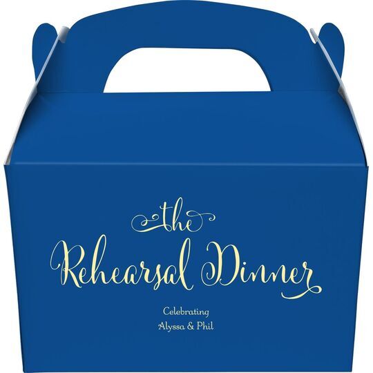 Curly Script Rehearsal Dinner Gable Favor Boxes
