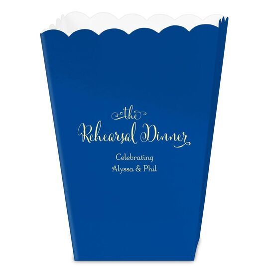 Curly Script Rehearsal Dinner Mini Popcorn Boxes