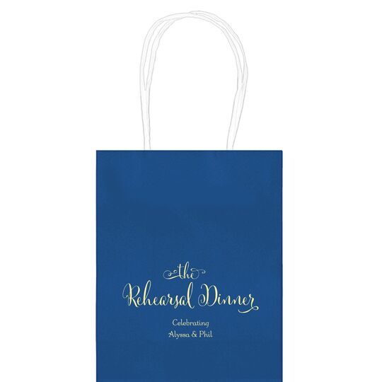 Curly Script Rehearsal Dinner Mini Twisted Handled Bags