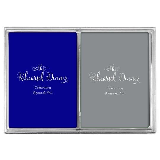 Curly Script Rehearsal Dinner Double Deck Playing Cards