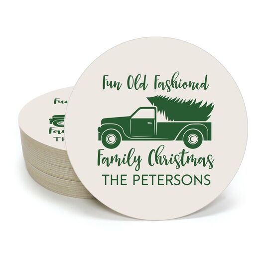 Fun Old Fashion Christmas Round Coasters