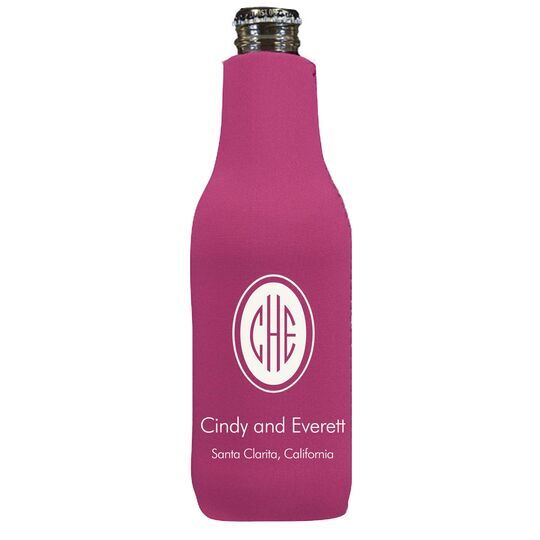 Outline Shaped Oval Monogram with Text Bottle Huggers