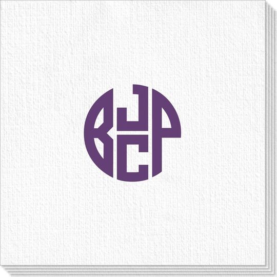 4 Initial Rounded Monogram Deville Napkins