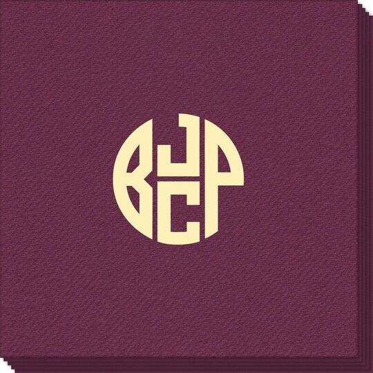 4 Initial Rounded Monogram Linen Like Napkins