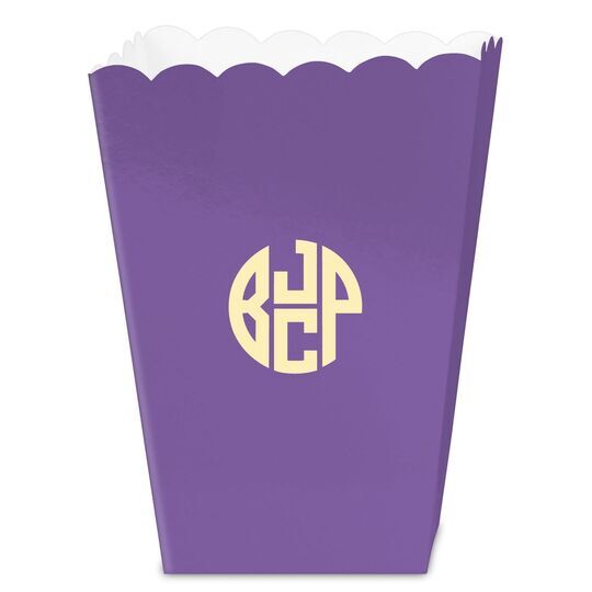 4 Initial Rounded Monogram Mini Popcorn Boxes