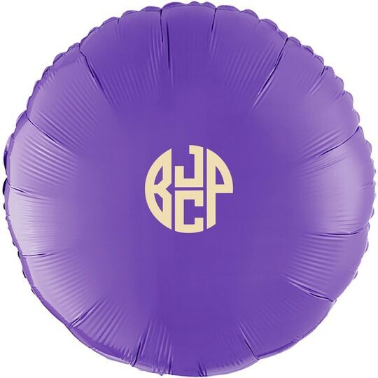 4 Initial Rounded Monogram Mylar Balloons