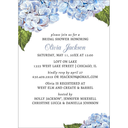 Blue Hydrangea Invitations