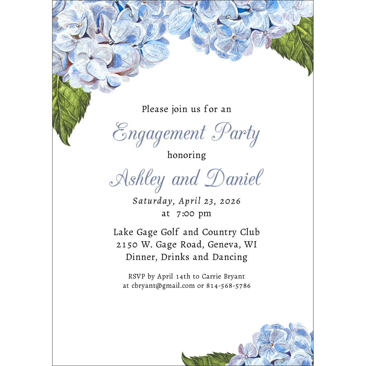 Hydrangea Bloom Monogram Wedding Invitations - Mospens Studio